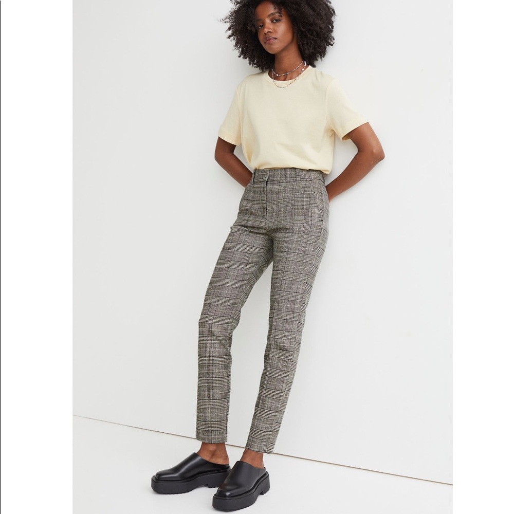 H&M Ankle-Length Plaid Slacks